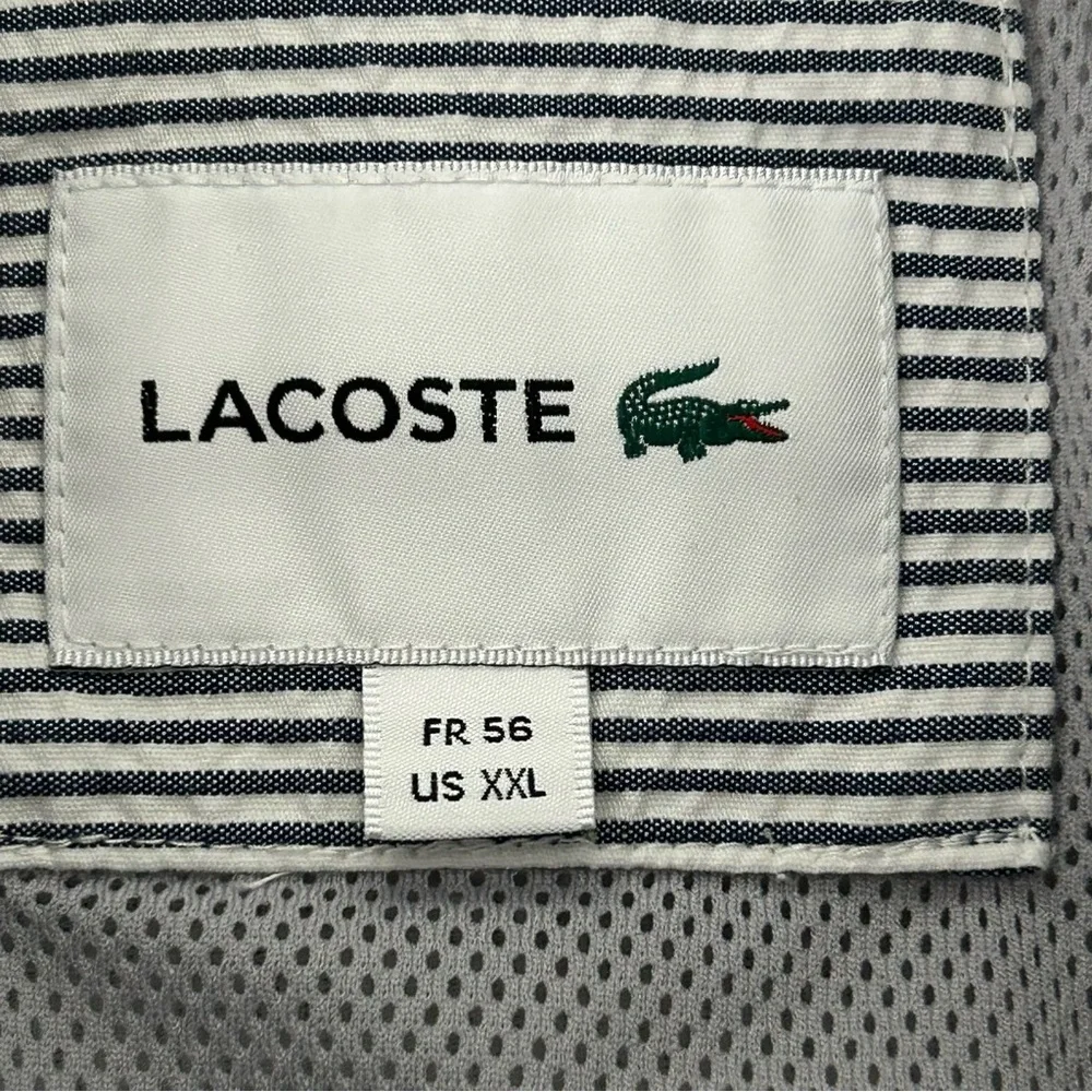 New Lacoste Jacket Mens Size 56 XXL Blue‎ White Seersucker Lined Preppy Striped - Picture 2 of 14